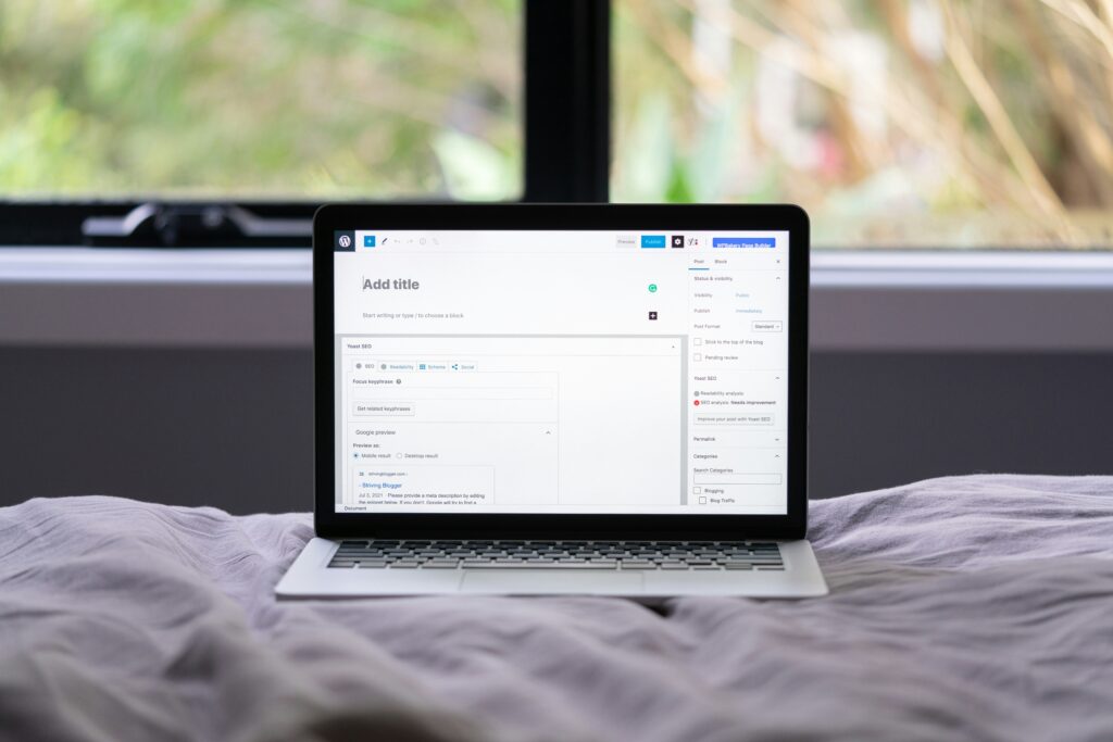 laptop with wordpress post image